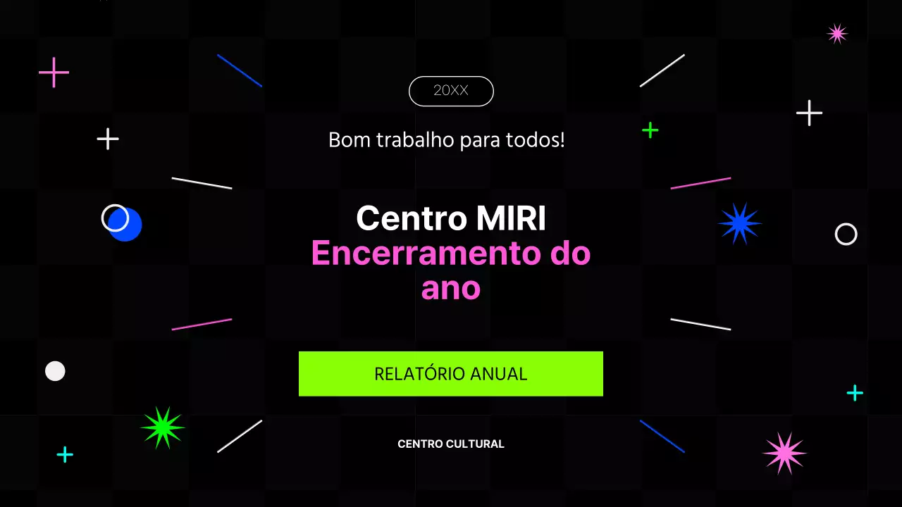 Relatórios financeiros de fim de ano com cores rosa choque e fluorescentes
