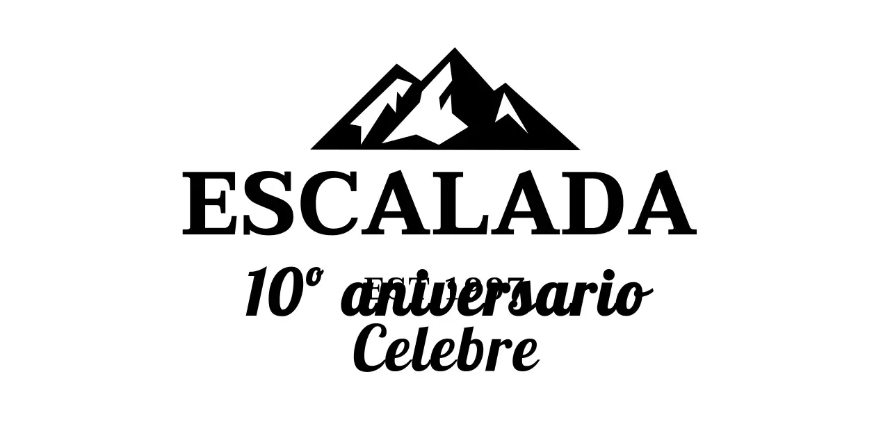 Un concepto sencillo para un club de montañismo con ilustraciones de montaña y fuentes con gracias.
