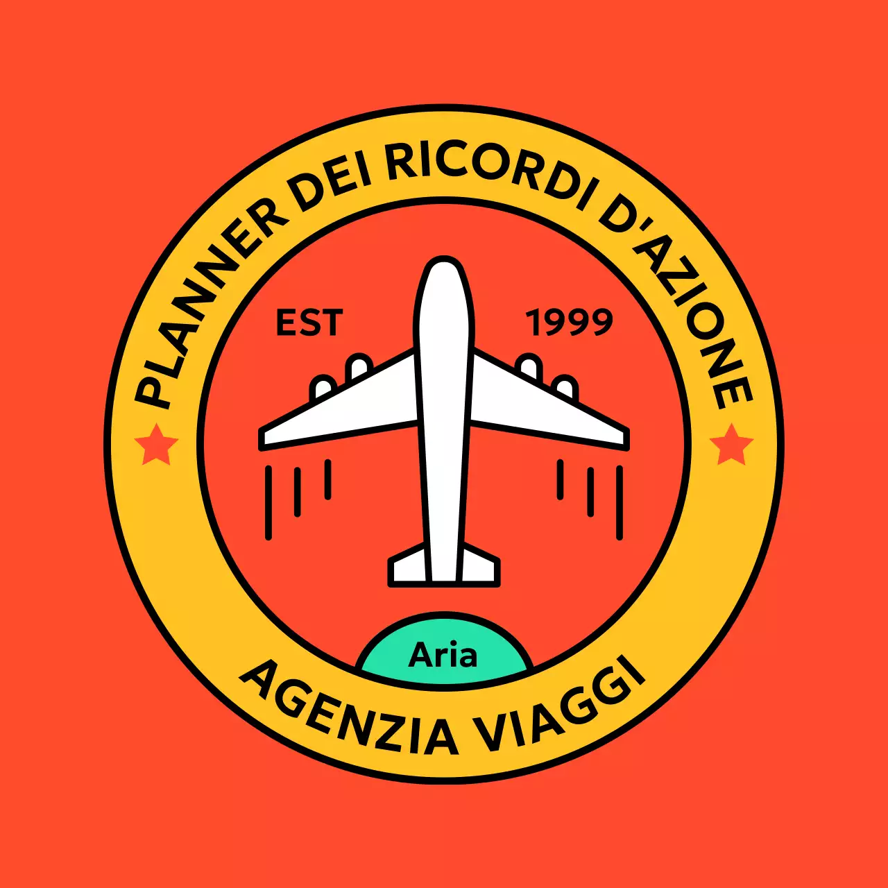Logo del timbro con un'atmosfera retrò con un aereo sopra