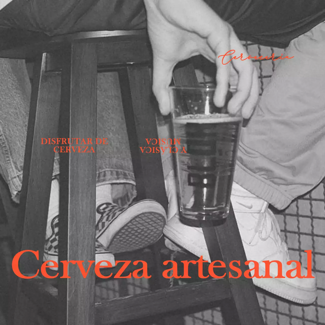 Pub de inspiración vintage con fotografía sentimental en blanco y negro y fuente con gracias