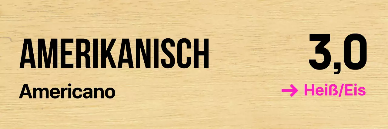 Café mit klarer schwarzer Schrift und rosa Akzenten