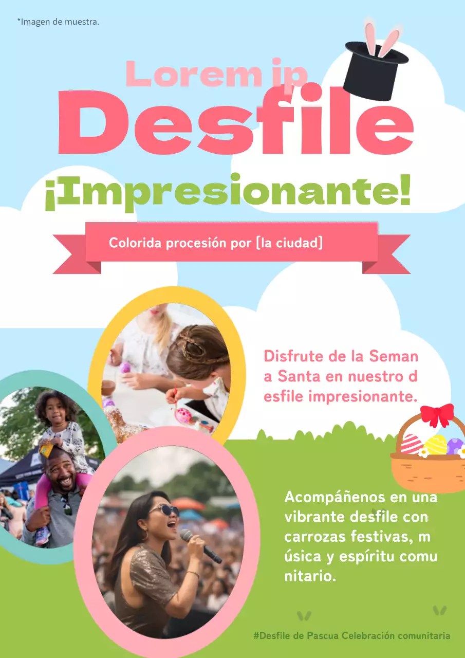 Desfile de Pascua rosa y verde ambientado en la naturaleza