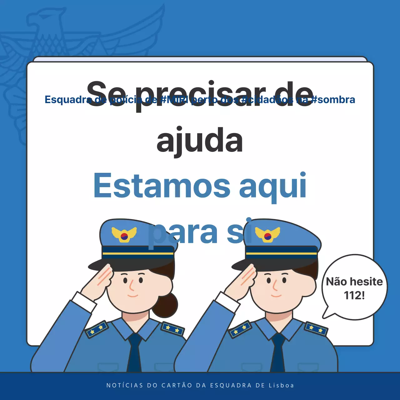 Publicações predefinidas do boletim informativo da esquadra de polícia em azul e azul-marinho