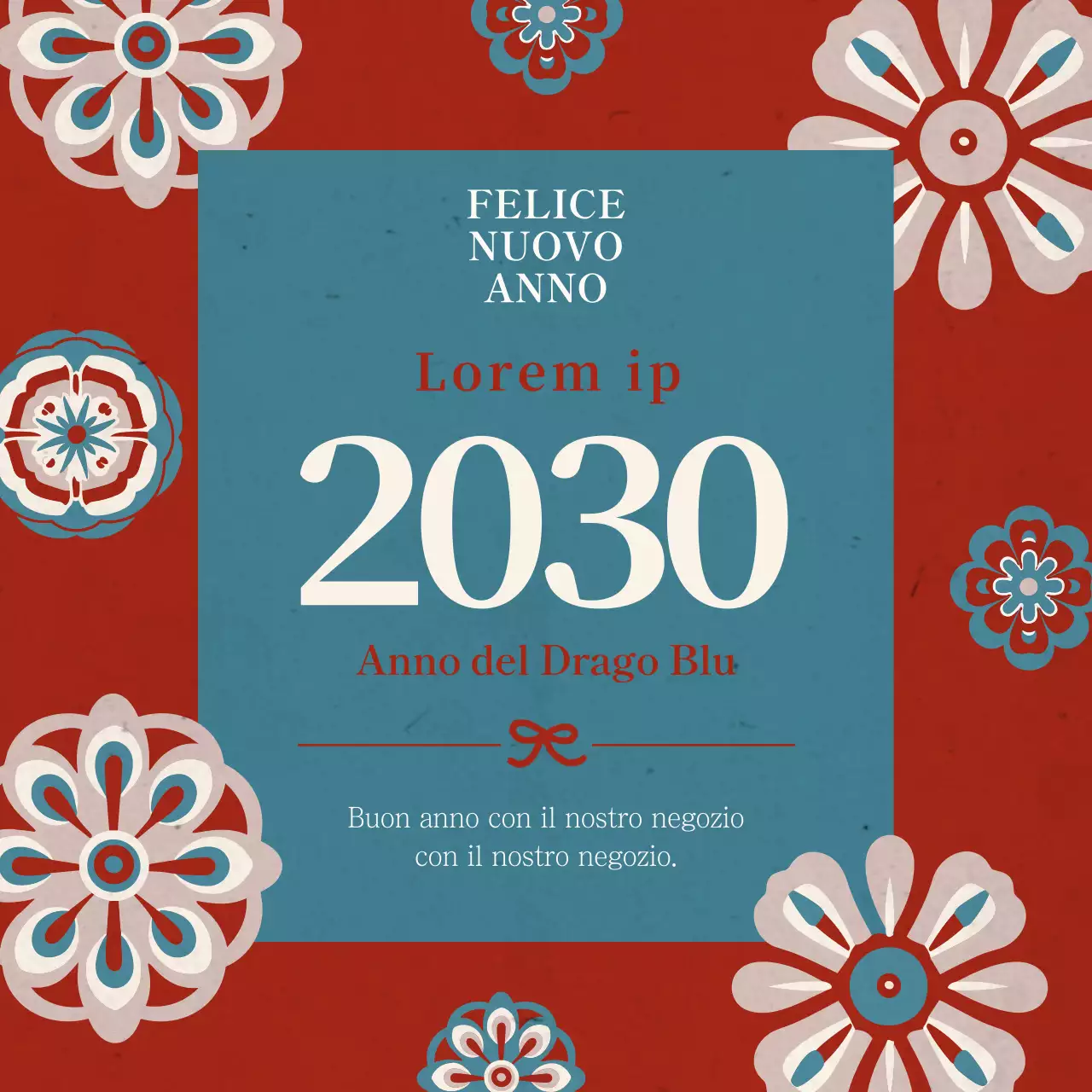 Biglietto d'auguri di Capodanno in stile retrò in rosso e menta