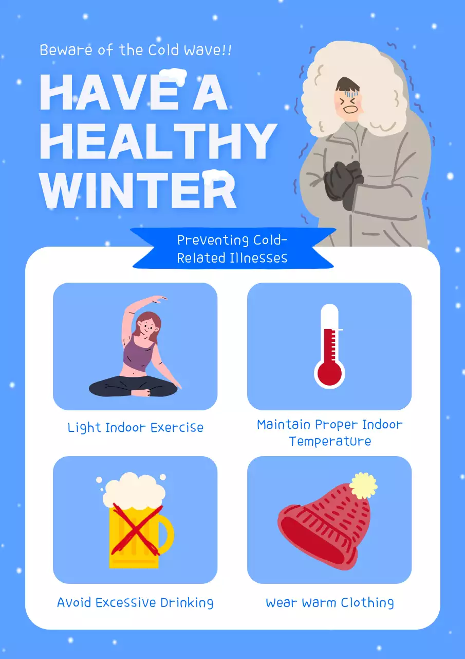 블루 모던 윈터 건강 가이드 포스터