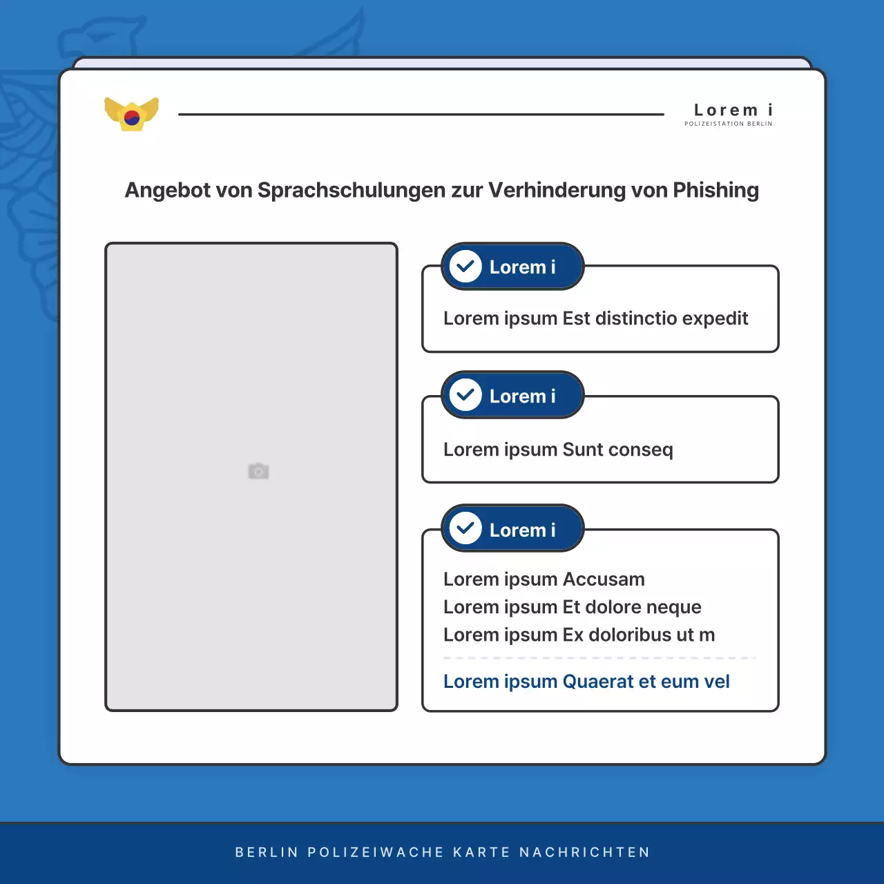 Standard-Newsletter der Polizeidienststelle in Blau und Marineblau