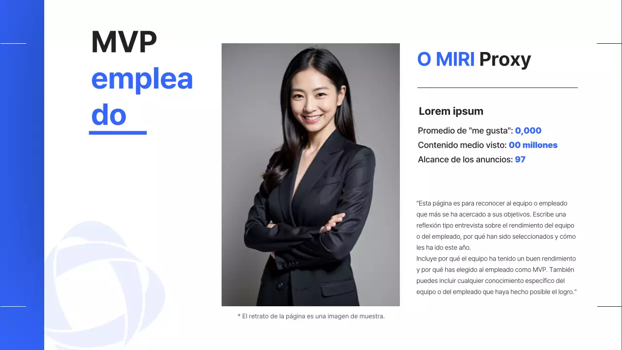 Un sencillo informe de resultados de fin de año en azul