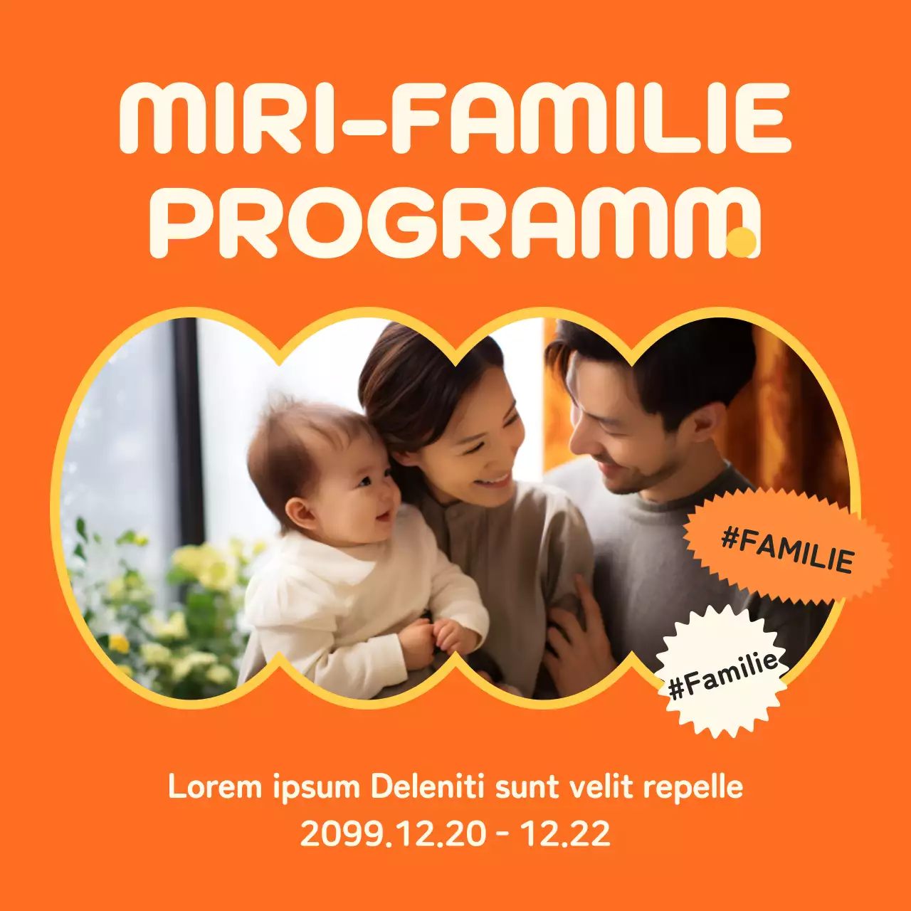 Förderung moderner Programmankündigungen in Orange und Gelb