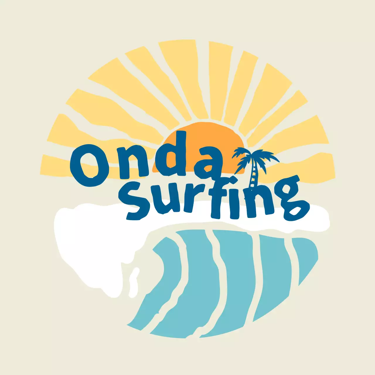 Un club de surf con ilustraciones de dibujos antiguos