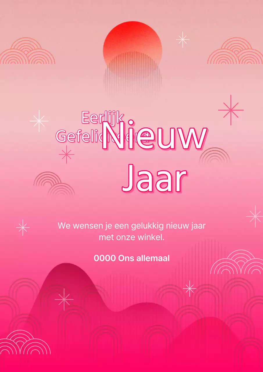 Traditionele nieuwjaarswensen in roze en oranje