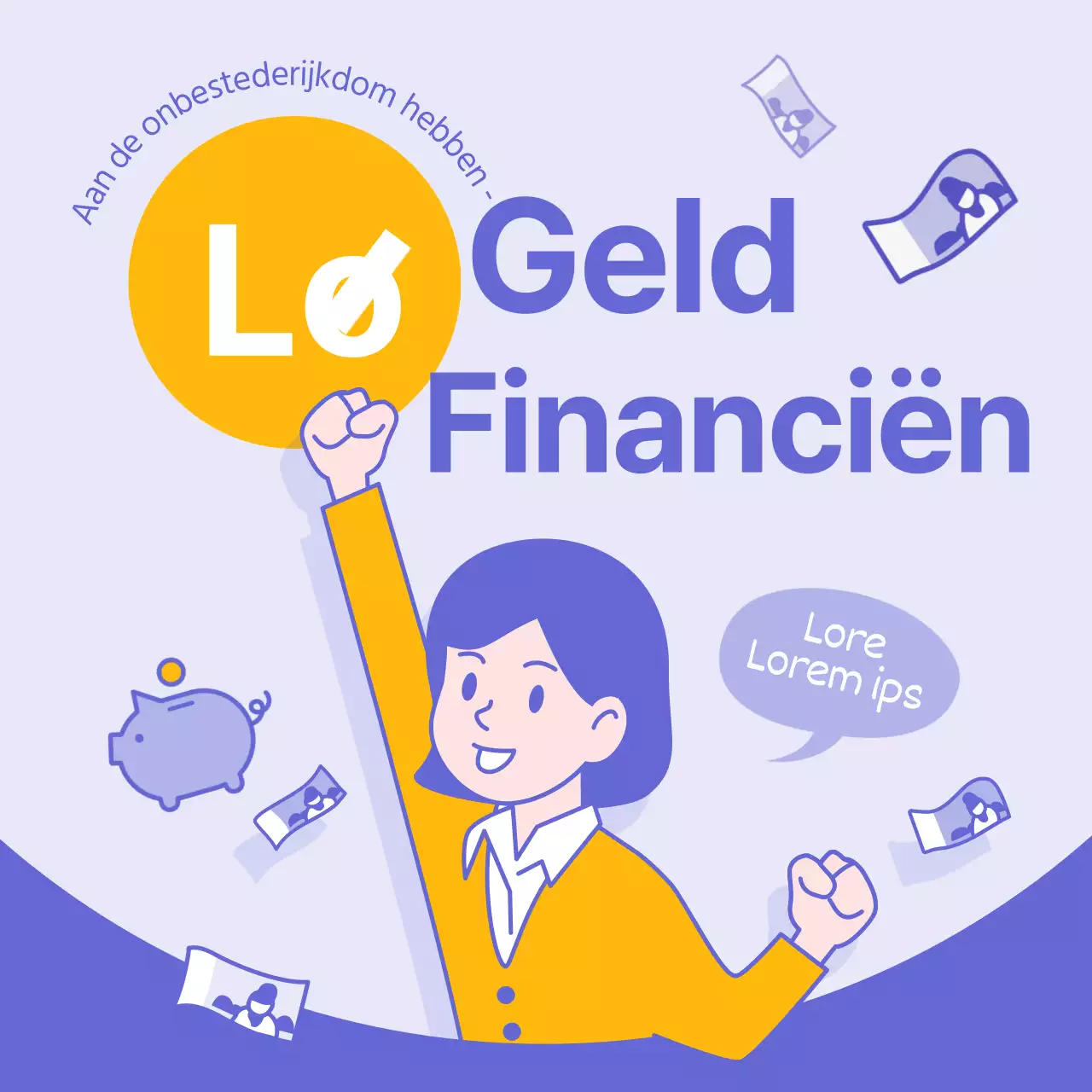 Eenvoudige gele en paarse financiële informatie zonder geld