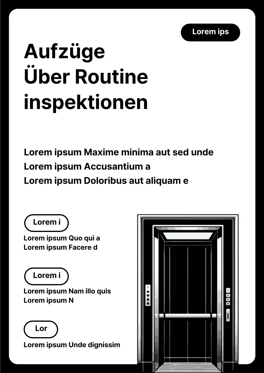 Schwarzer und weißer moderner Aufzug Wartungshinweis