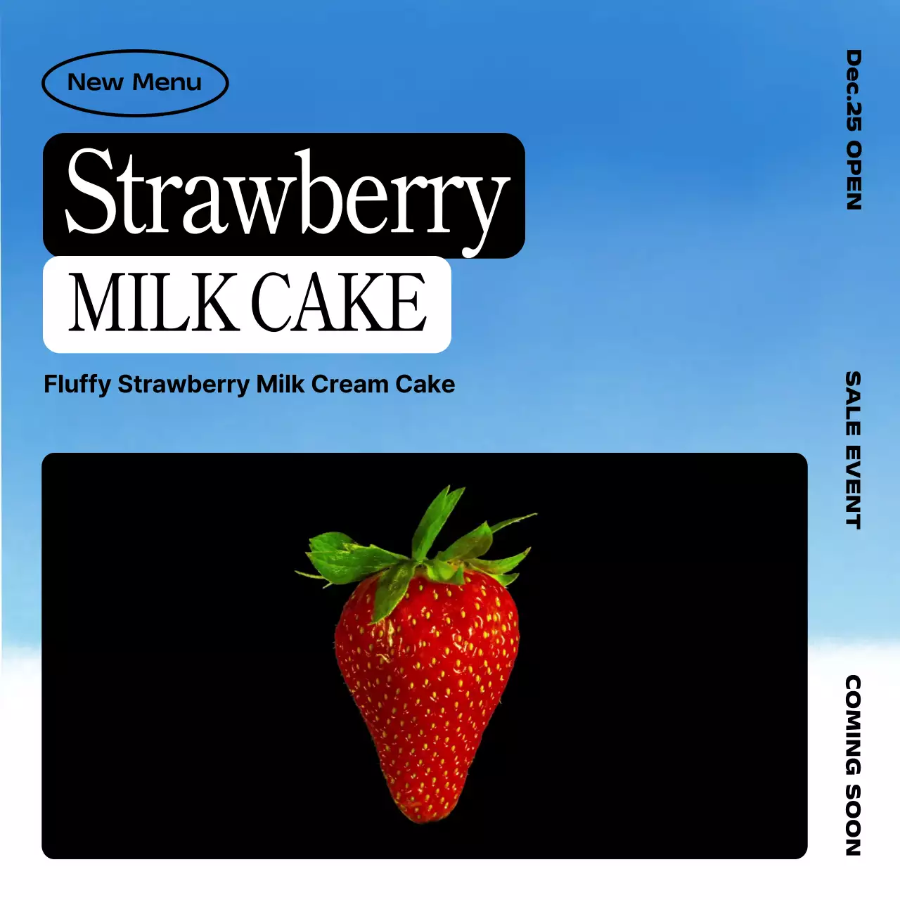 블루 모던 케이크 프로모션 소셜 미디어 게시물