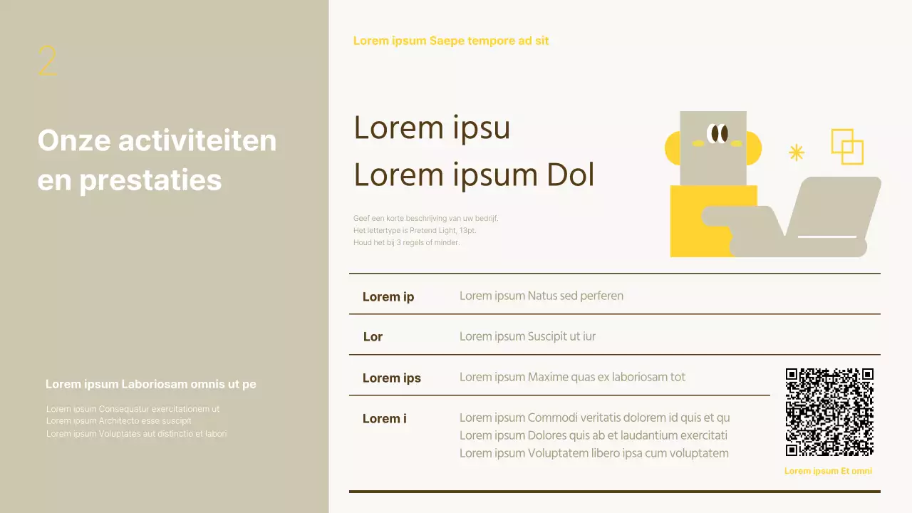 Een eenvoudig eindejaarsrapport in geel en beige