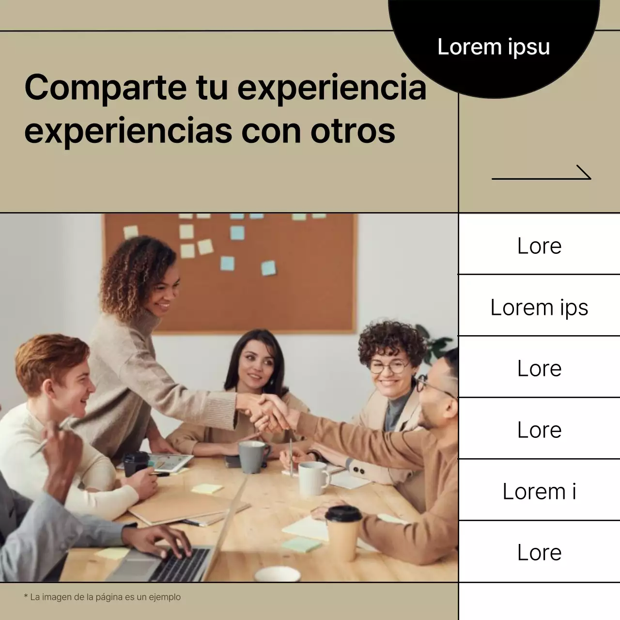Promover una contratación comunitaria moderna en beige y negro