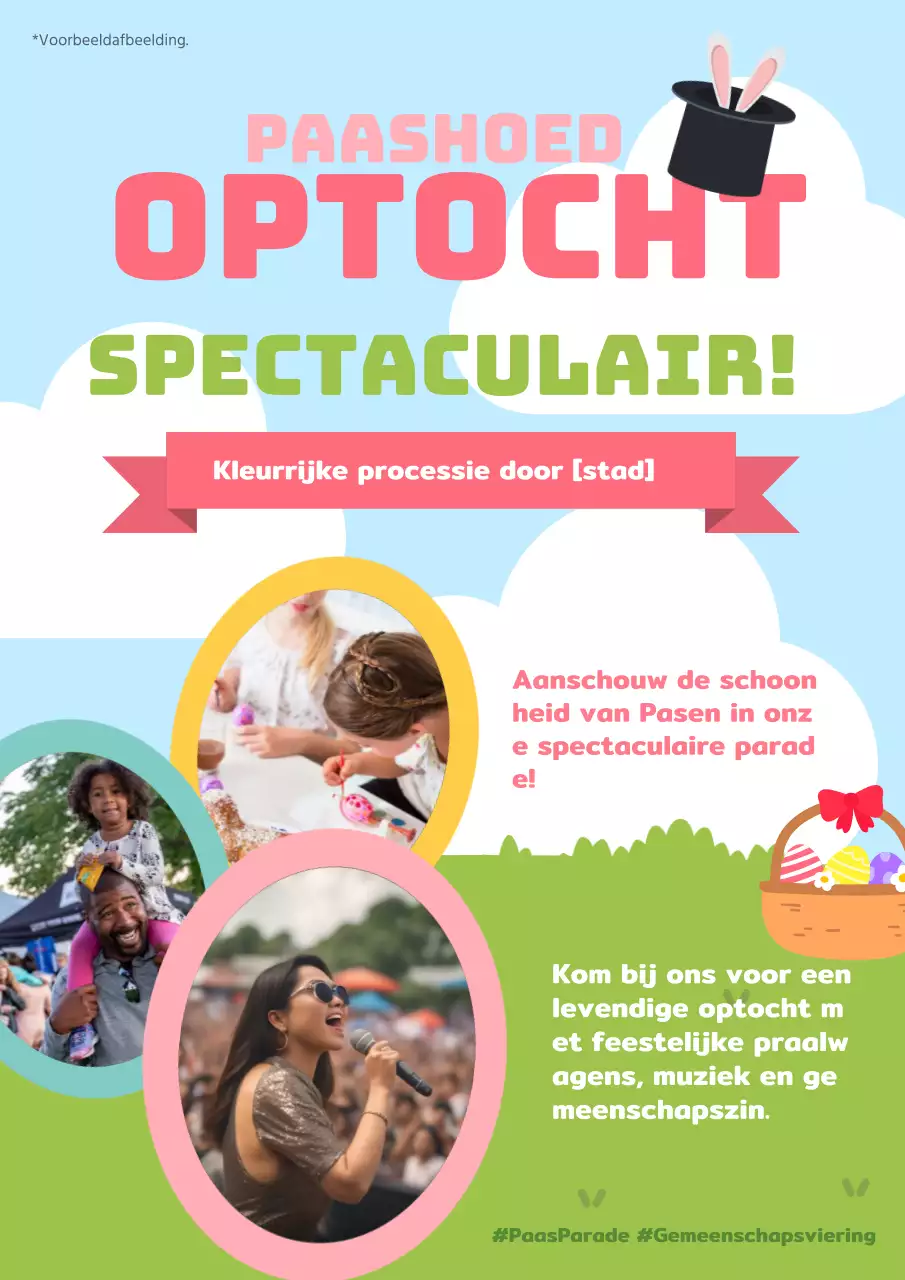 Roze en groen paasreclame met natuurthema