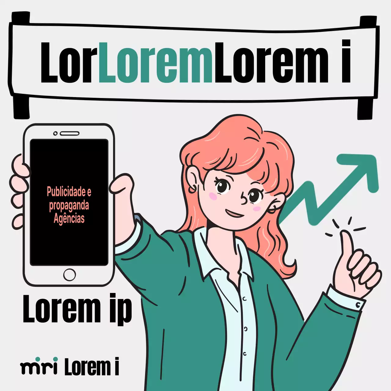 Promoção de agência de publicidade verde e laranja