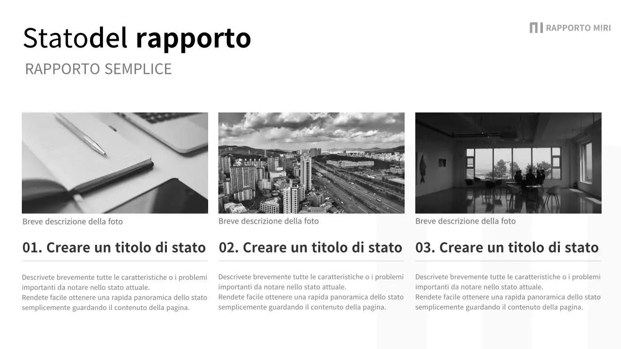 Un semplice rapporto aziendale in nero e grigio