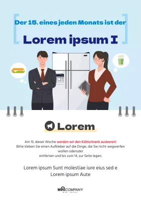 Hellblau hervorgehobener Hinweis auf die Reinigung des Kühlschranks