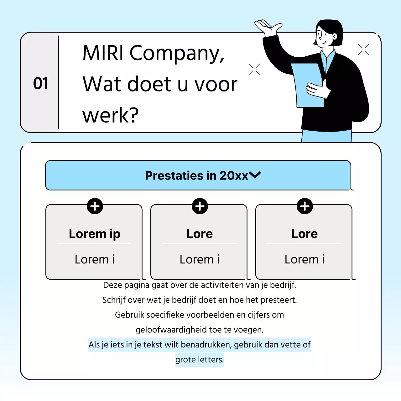 Bedrijfsbrief voor een eenvoudig merkbeeld in lichtblauw en grijs