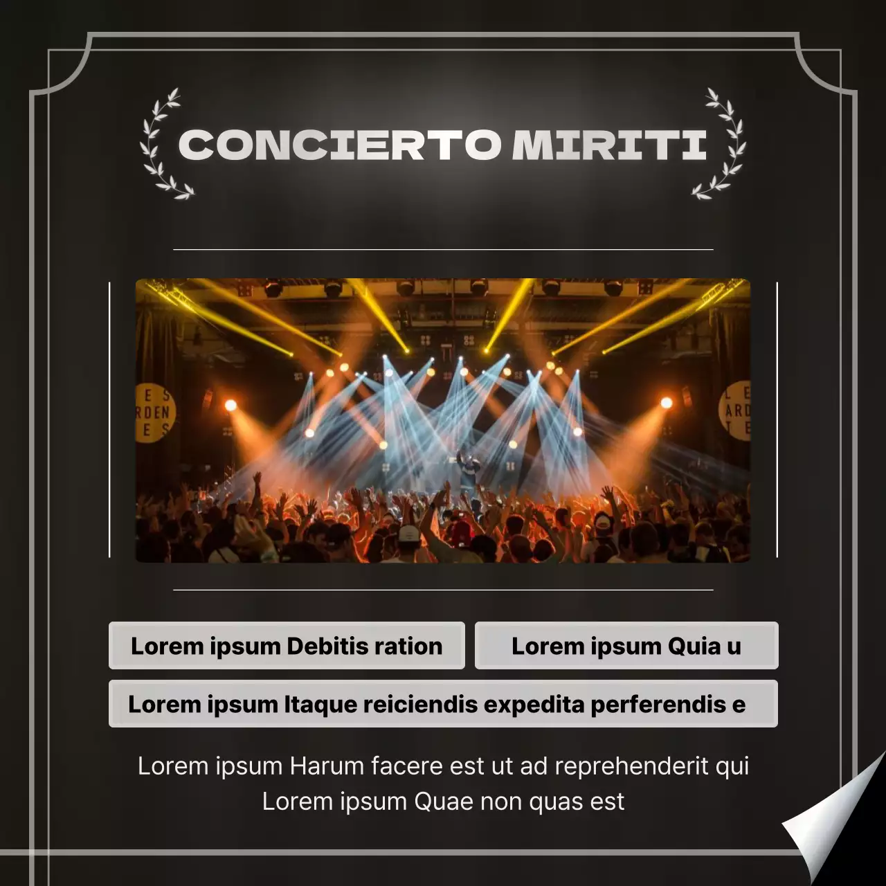 Anuncio de cierre de contenido moderno en negro y plata