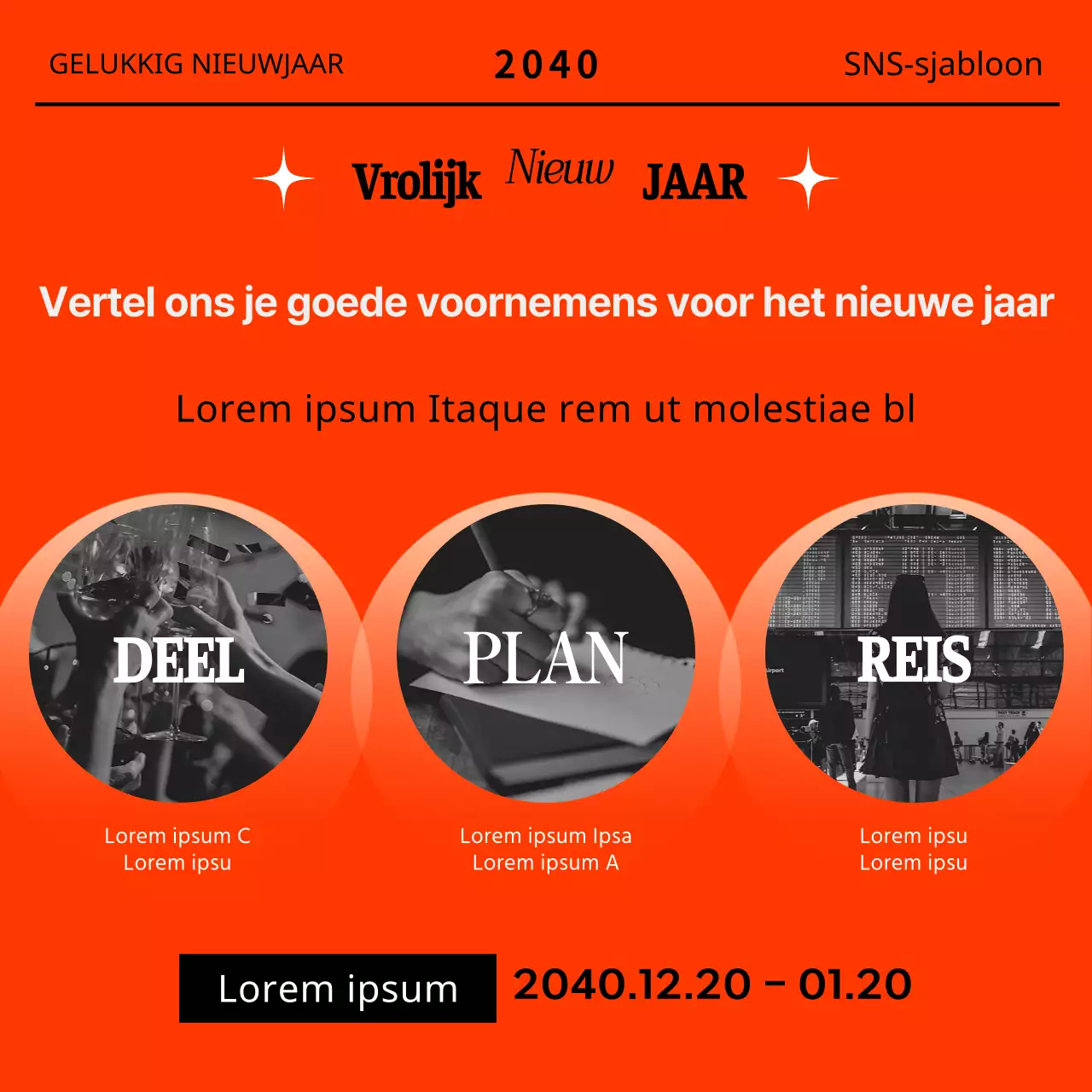 Promoot een nieuwjaarsmarketsjabloon in oranje en mint