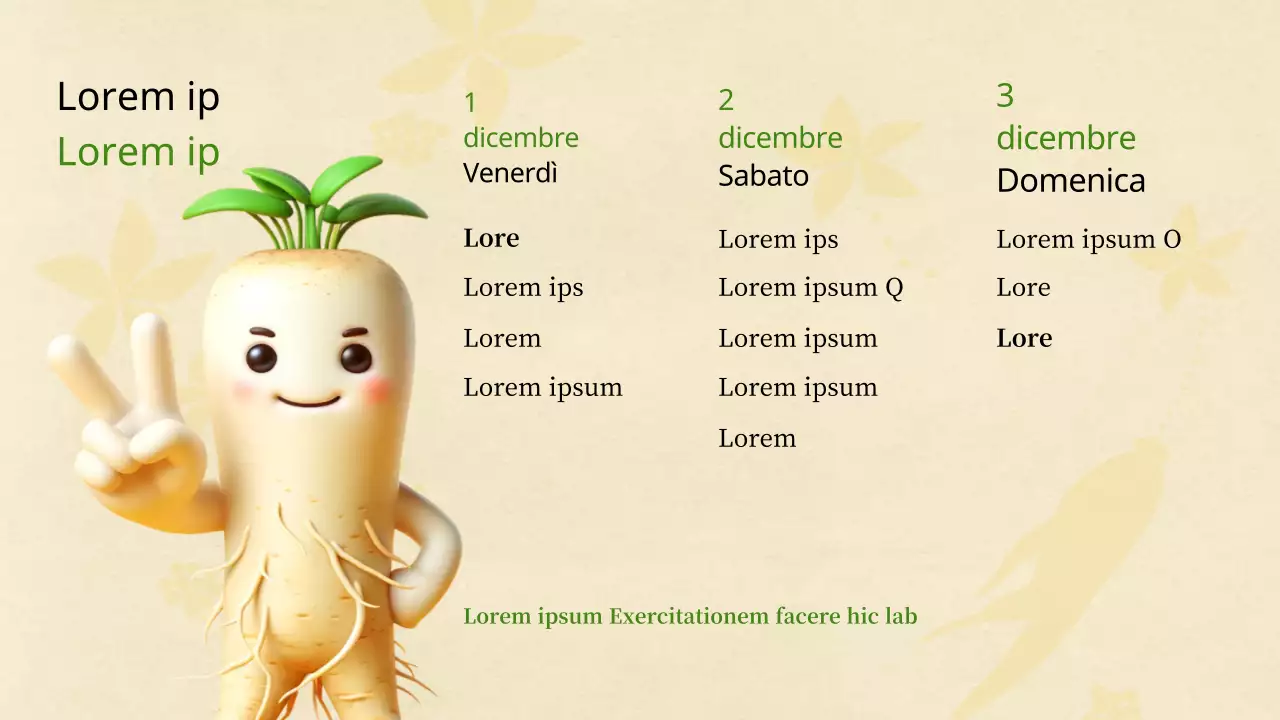 Un semplice piano giallo e verde per una festa locale del ginseng