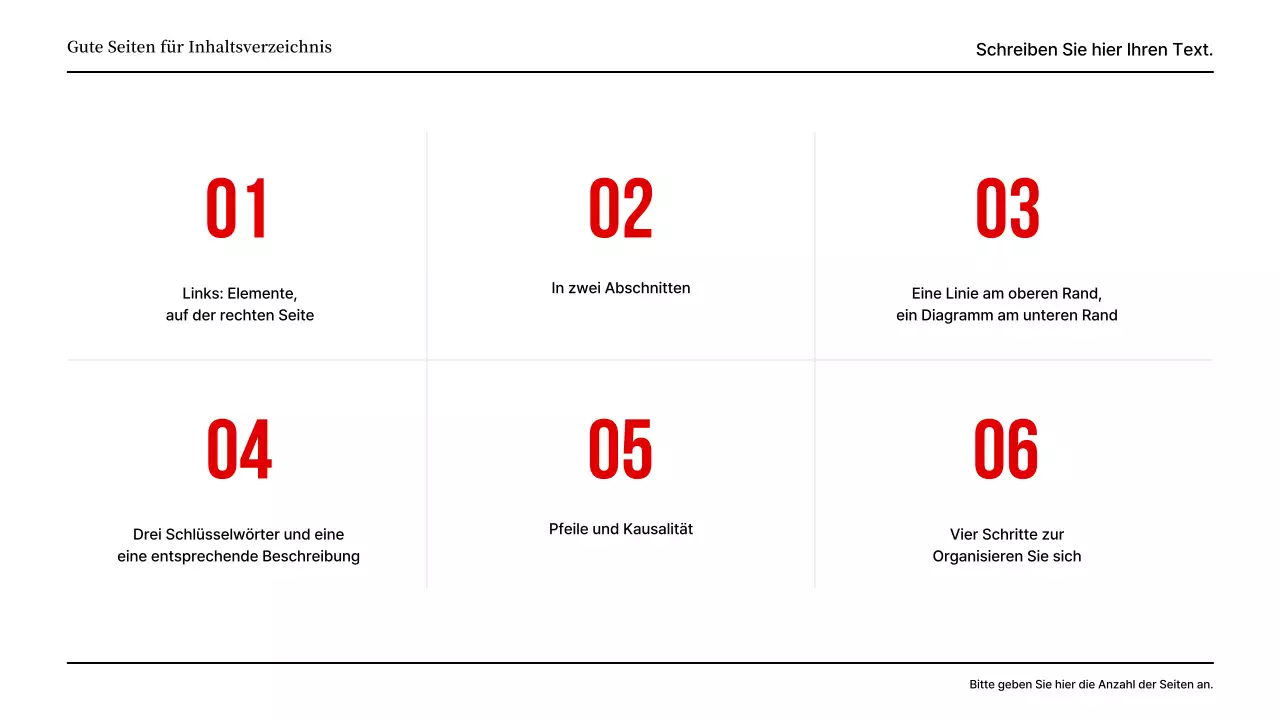 Eine einfache rote und graue Layout-Präsentation