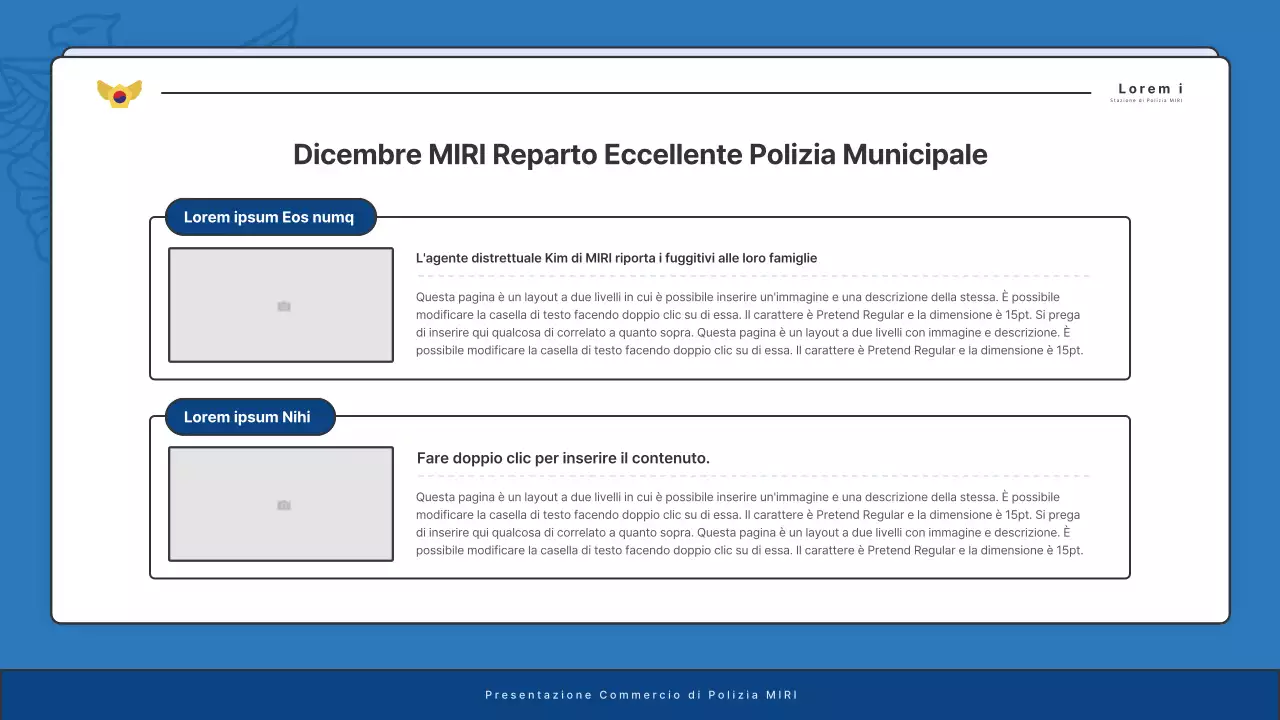 Affissioni di default del bollettino della stazione di polizia in blu e blu navy