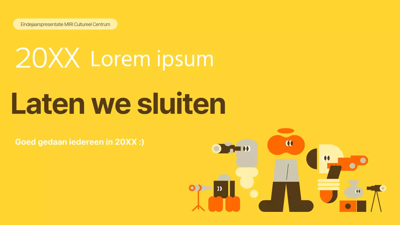 Een eenvoudig eindejaarsrapport in geel en beige