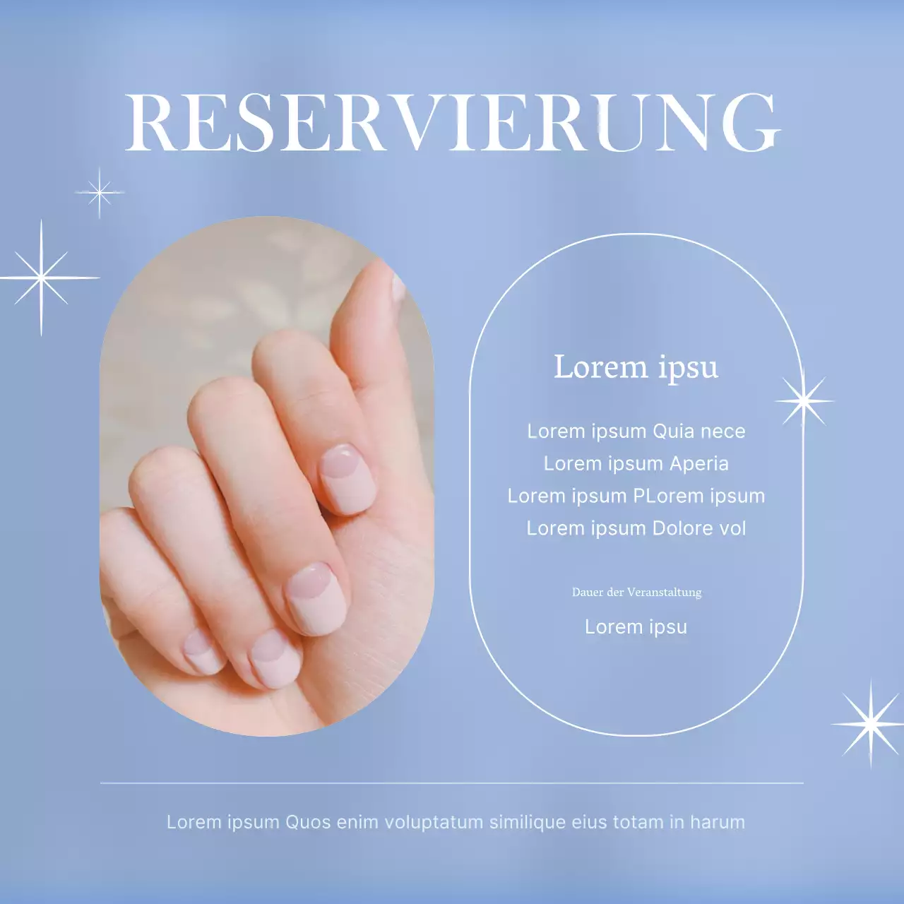 Werben Sie für ein einfaches Nailart-Schönheitsgeschäft in Hellblau