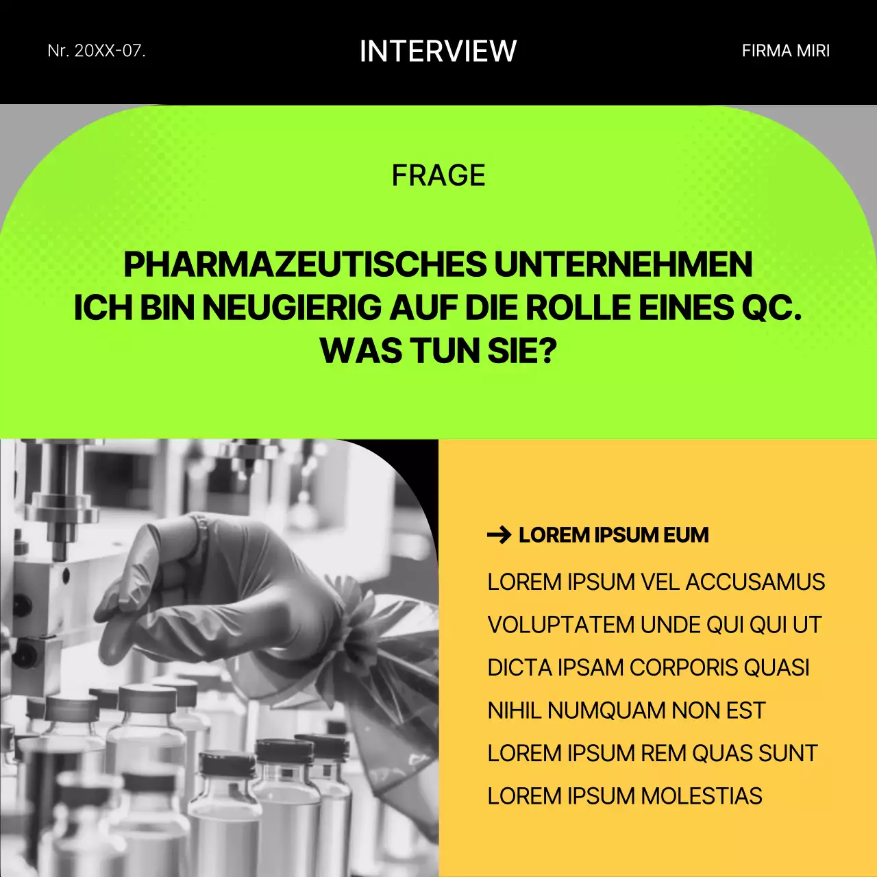 Fluoreszierendes und gelbes geometrisches Vorstellungsgespräch Post