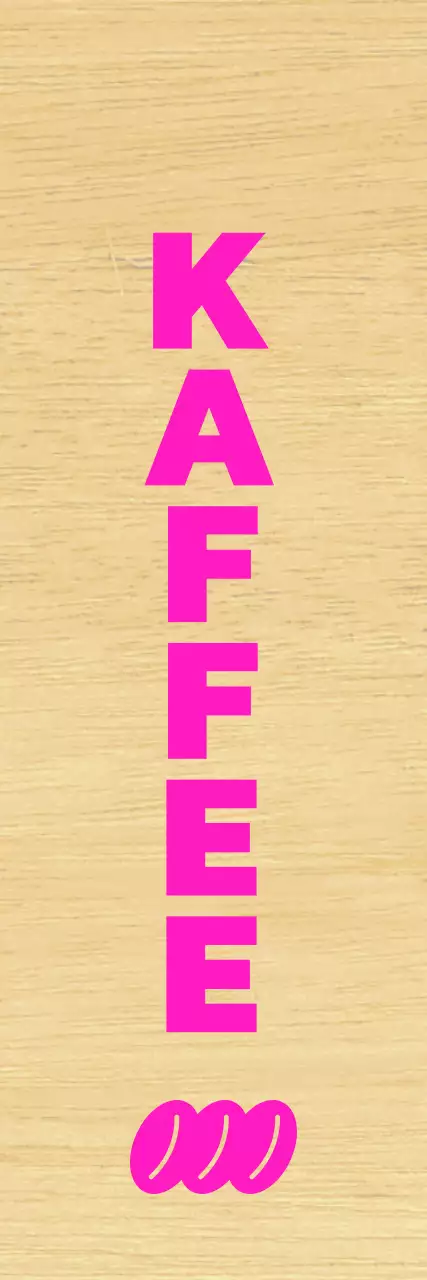 Café mit klarer schwarzer Schrift und rosa Akzenten