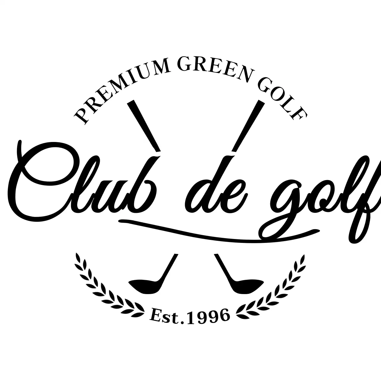 Concepto de lujo club de golf con ilustración de palo de golf y escritura a mano