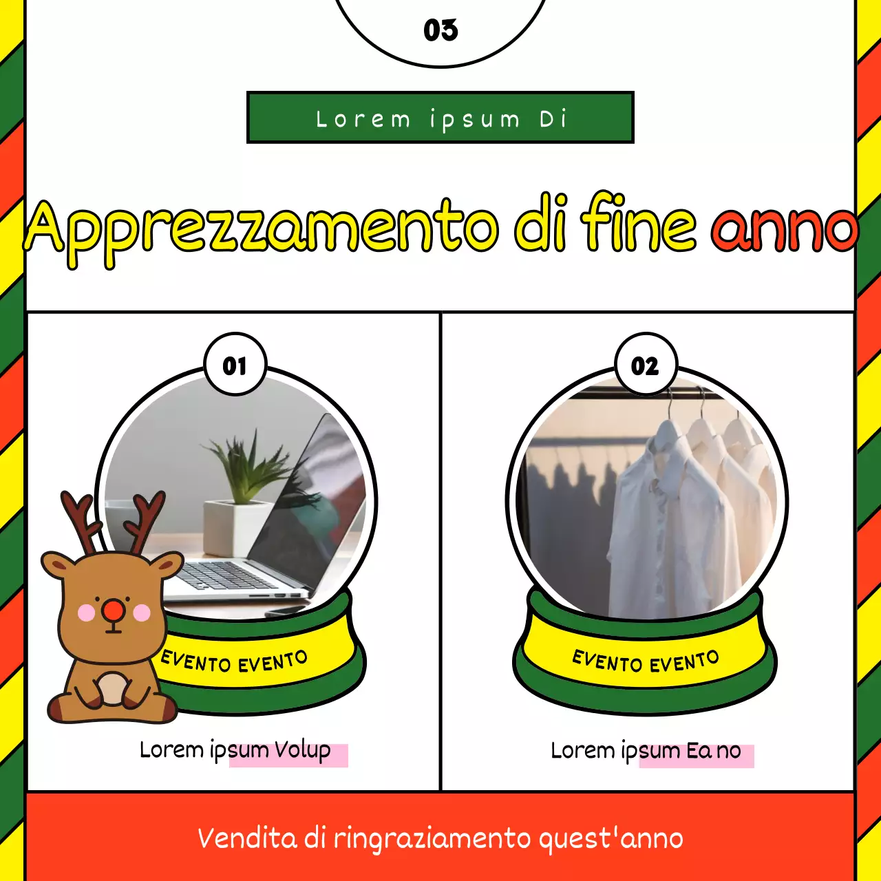 Simpatico modello di pubblicità natalizia in rosso e giallo