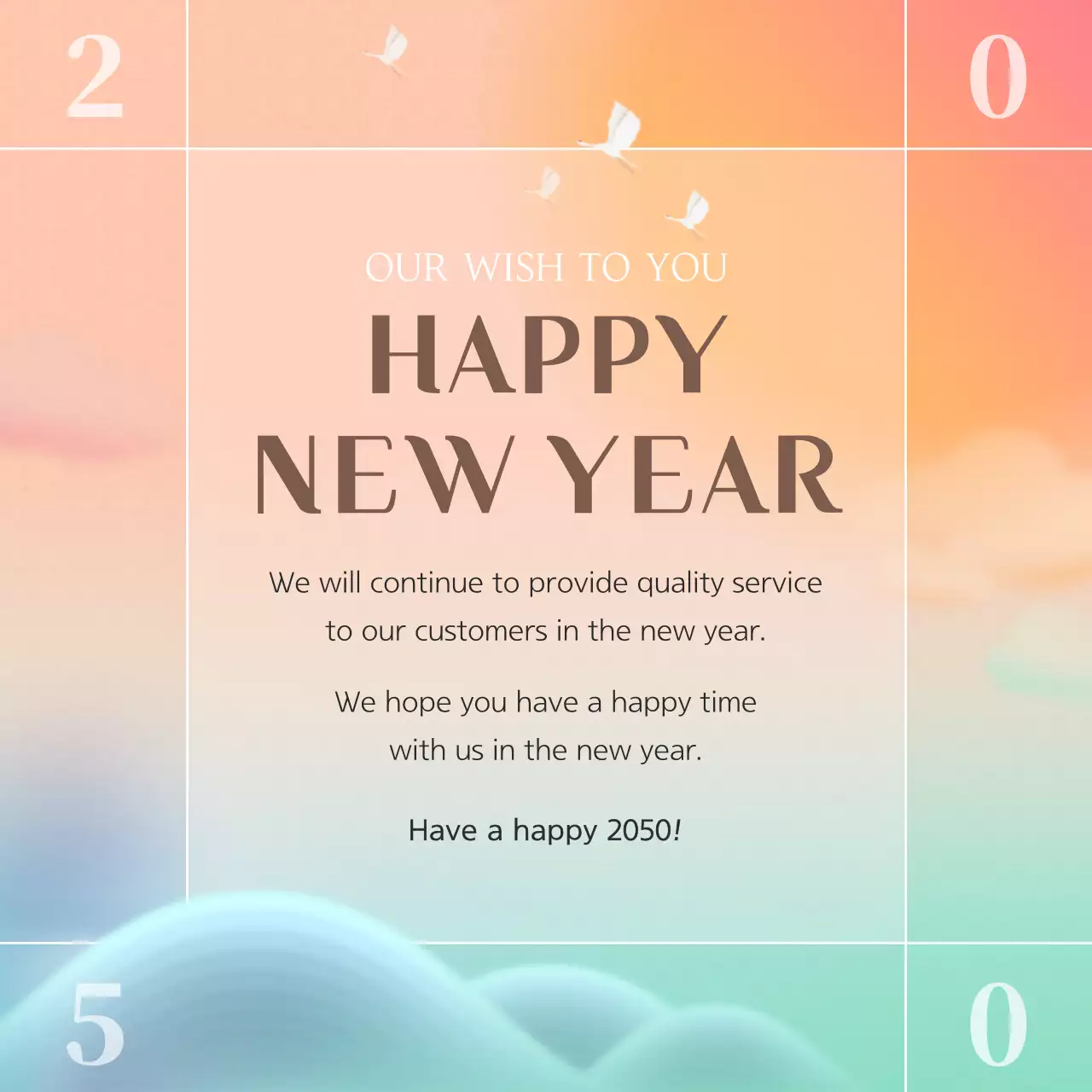 파스텔 우아한 새해 인사 카드 소셜 미디어 게시물