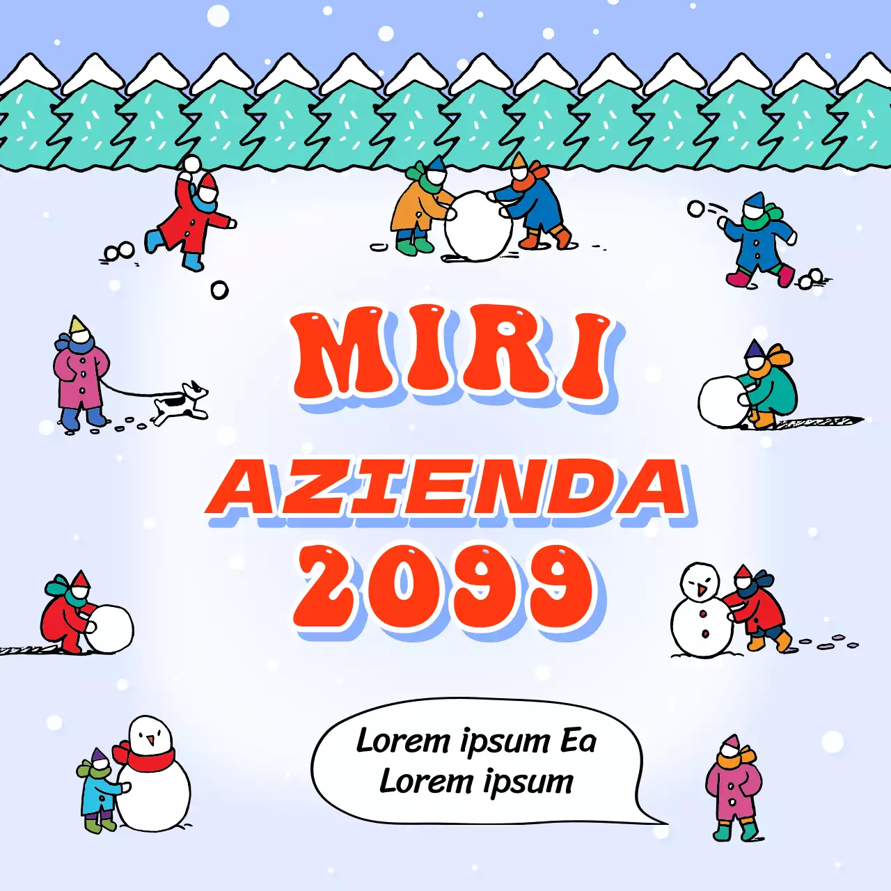 Simpatico biglietto d'auguri con illustrazione invernale in azzurro