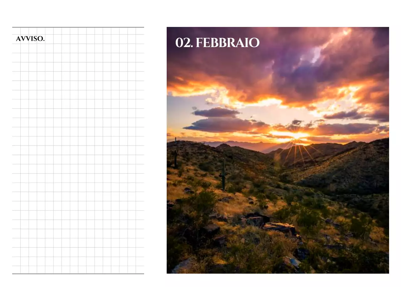 Un calendario dallo stile semplice con un concetto di fotografia di viaggio emozionale