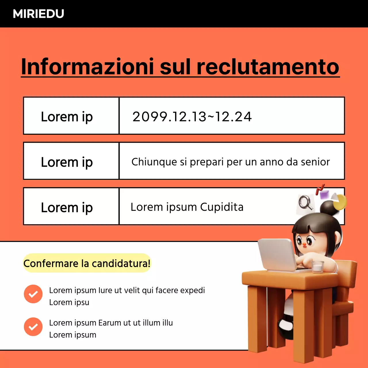 Promuovere le offerte speciali per le vacanze scolastiche in arancione e nero.
