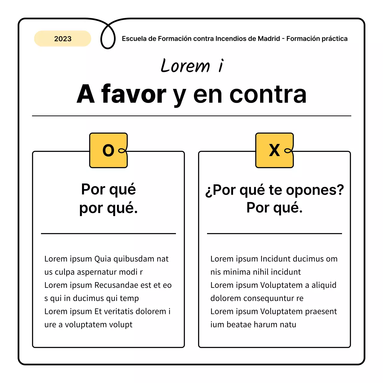 Lo básico en amarillo y naranja y una simpática hoja informativa sobre educación contra incendios
