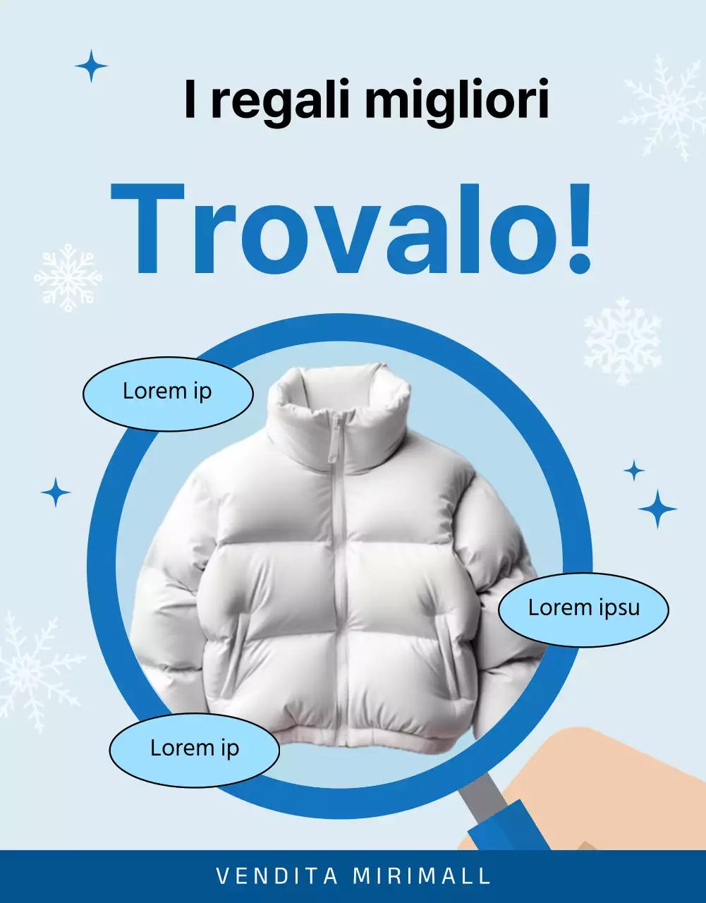 Promuovere un abbigliamento invernale moderno in blu e azzurro