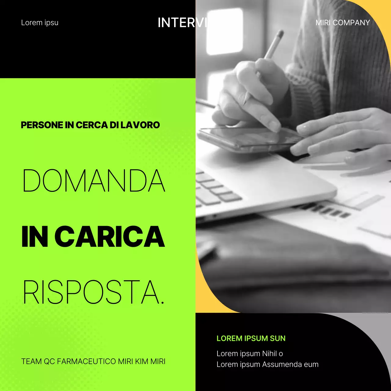 Post di colloquio di lavoro geometrico giallo e fluorescente