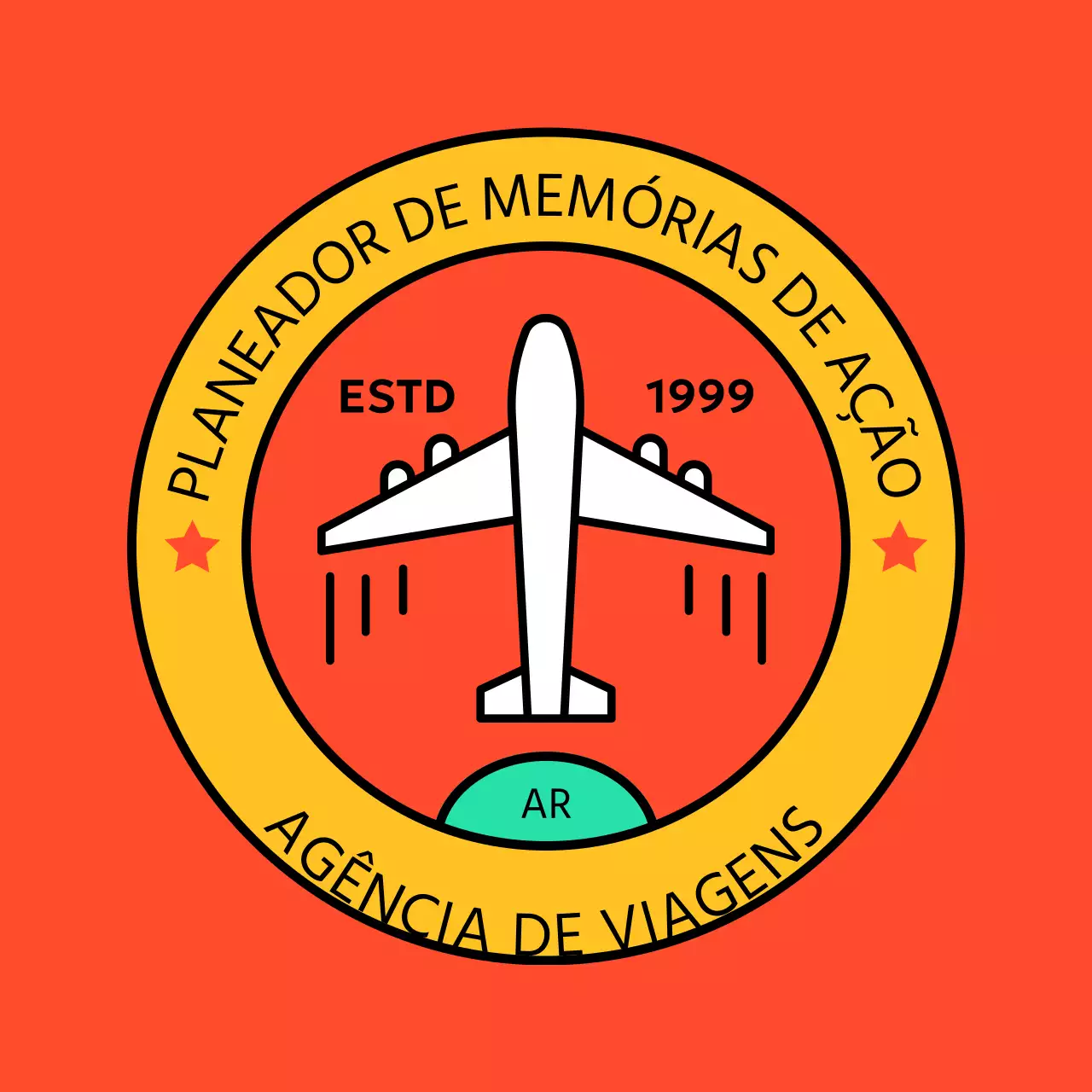 Logótipo de carimbo com uma vibração retro e um avião