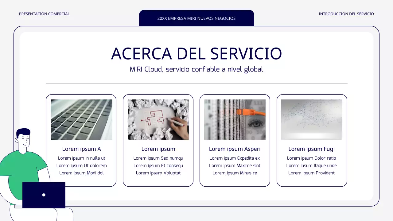 Un nuevo servicio sencillo en verde y gris