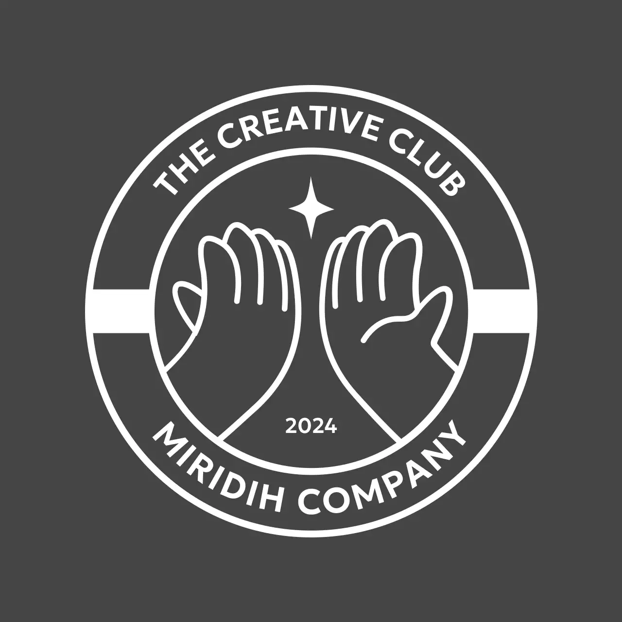 Stamped logo with high-fiving hands