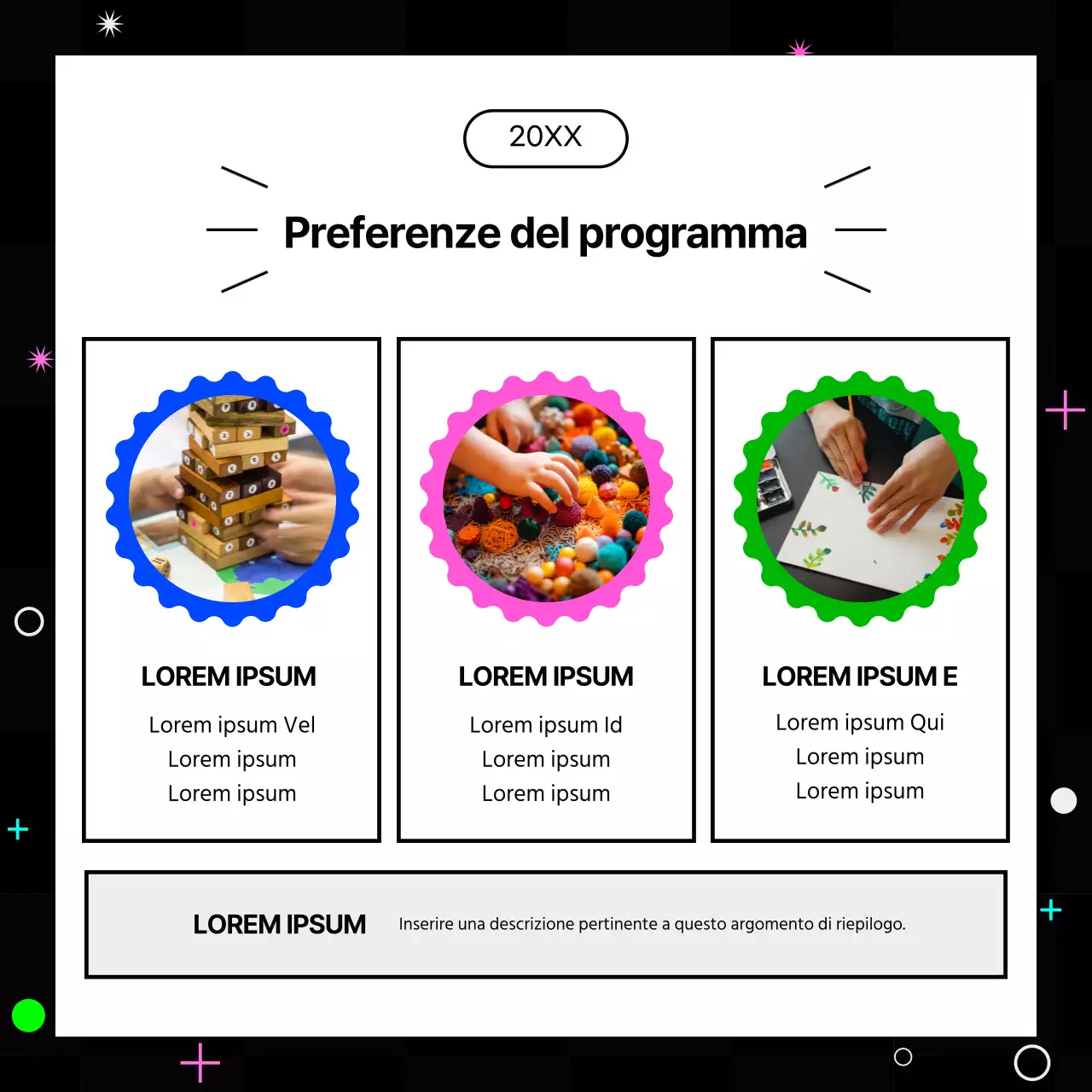 Rapporti di fine anno kitsch in rosa acceso e colori fluorescenti