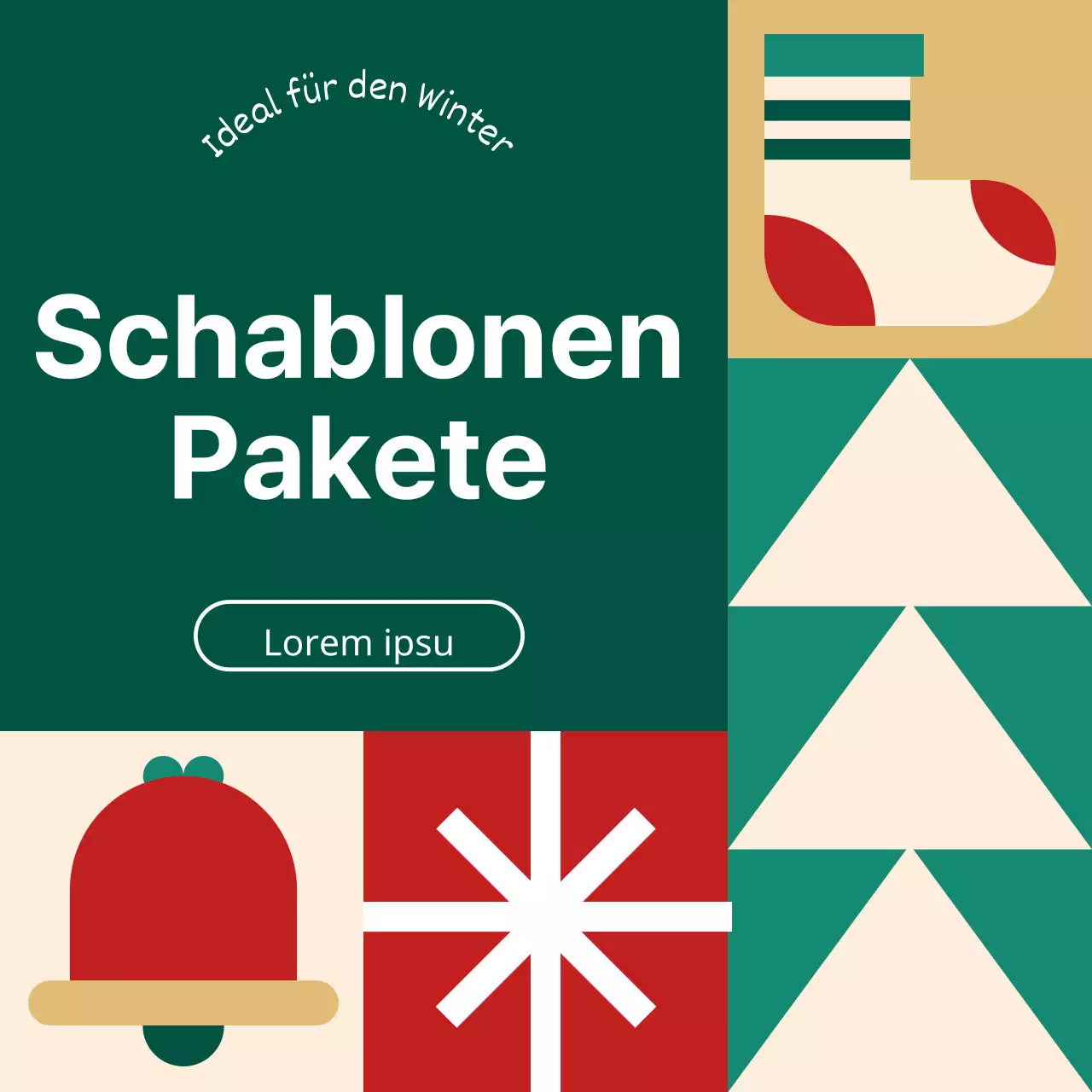 Werben Sie für ein hübsches Weihnachtsschablonenpaket in Grün und Rot