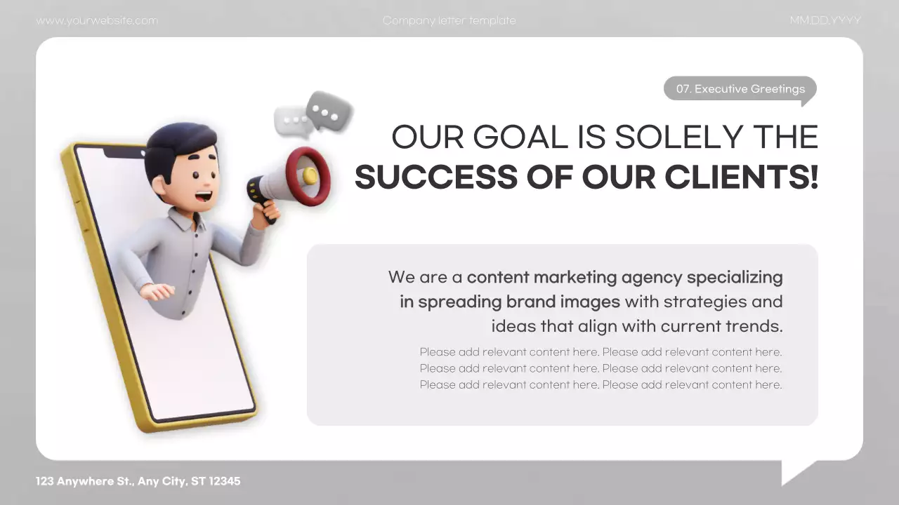 회색의 미니멀한 3D 기업 소개서