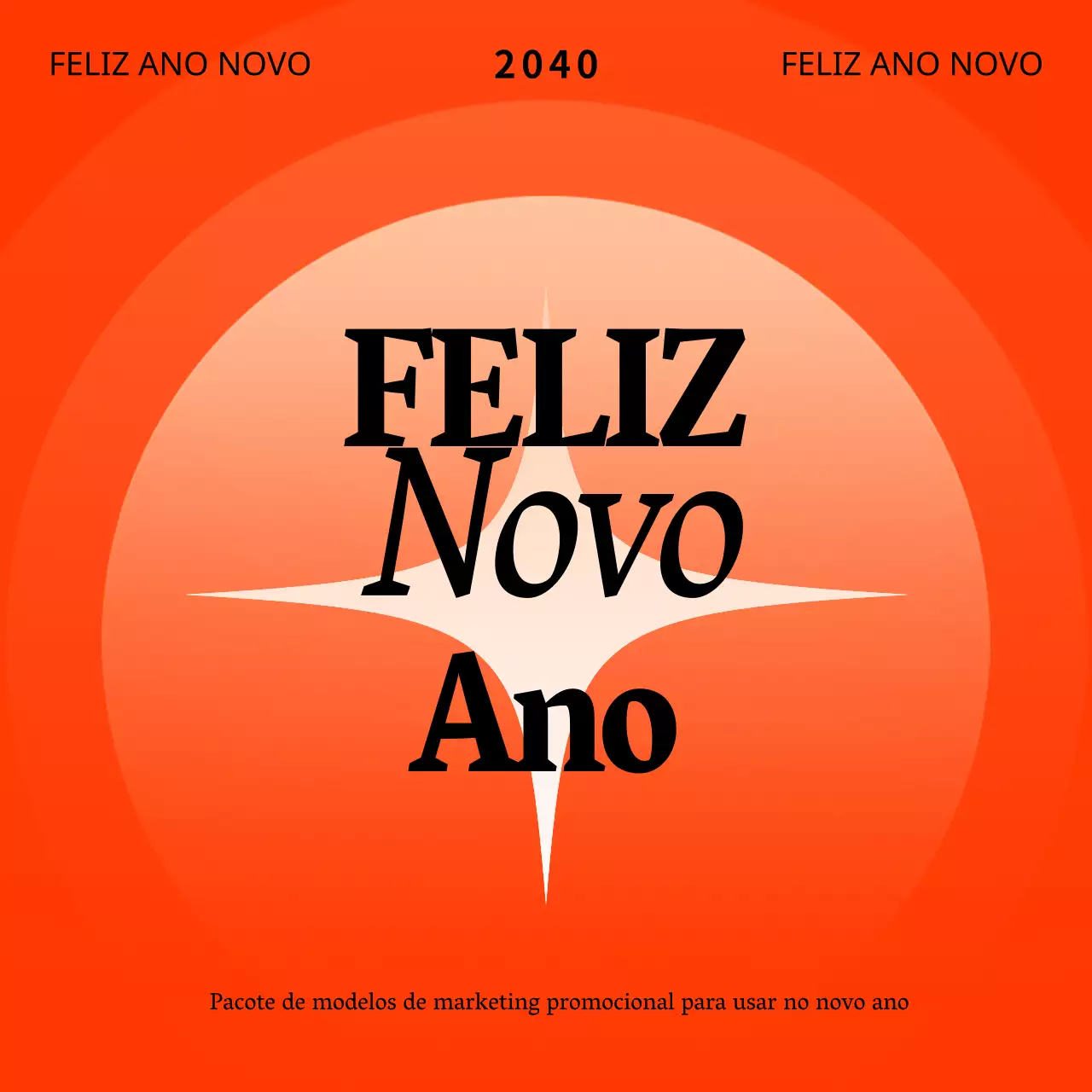 Promover um modelo de marketing de Ano Novo em laranja e menta