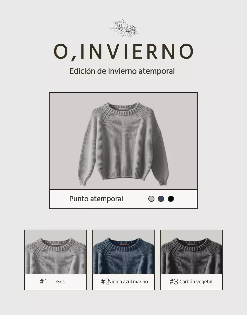 Moderno anuncio de prendas de punto de invierno en beige y marrón